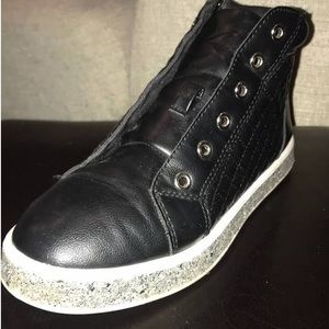 Black silver glitter hightop shoes. (were not worn